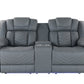 75" Light Gray Faux Leather Power Reclining Loveseat With Storage