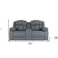 75" Light Gray Faux Leather Power Reclining Loveseat With Storage