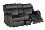 70" Dark Gray Microfiber Manual Reclining Loveseat With Storage