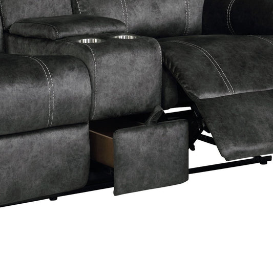 70" Dark Gray Microfiber Manual Reclining Loveseat With Storage