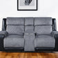 76" Gray and Black Faux Leather and Microfiber Manual Reclining Loveseat With Storage