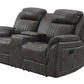 74" Gray Faux Leather Manual Reclining Loveseat With Storage