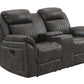 74" Gray Faux Leather Manual Reclining Loveseat With Storage