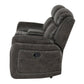 74" Gray Faux Leather Manual Reclining Loveseat With Storage