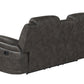 74" Gray Faux Leather Manual Reclining Loveseat With Storage