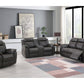 74" Gray Faux Leather Manual Reclining Loveseat With Storage