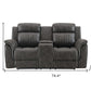 74" Gray Faux Leather Manual Reclining Loveseat With Storage