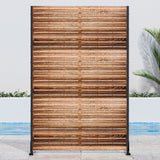 72" Natural Steel Three Panel Screen Room Divider