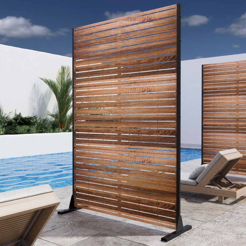 72" Natural Steel Three Panel Screen Room Divider