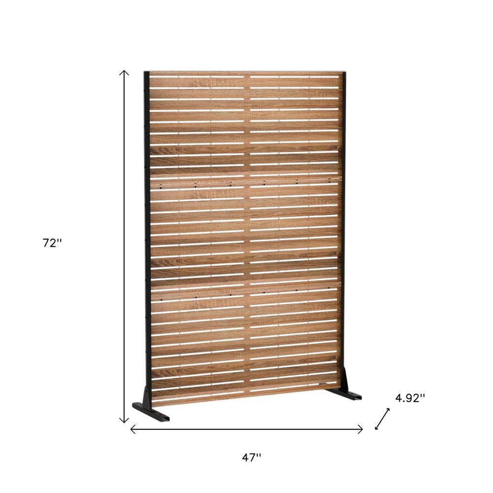 72" Natural Steel Three Panel Screen Room Divider