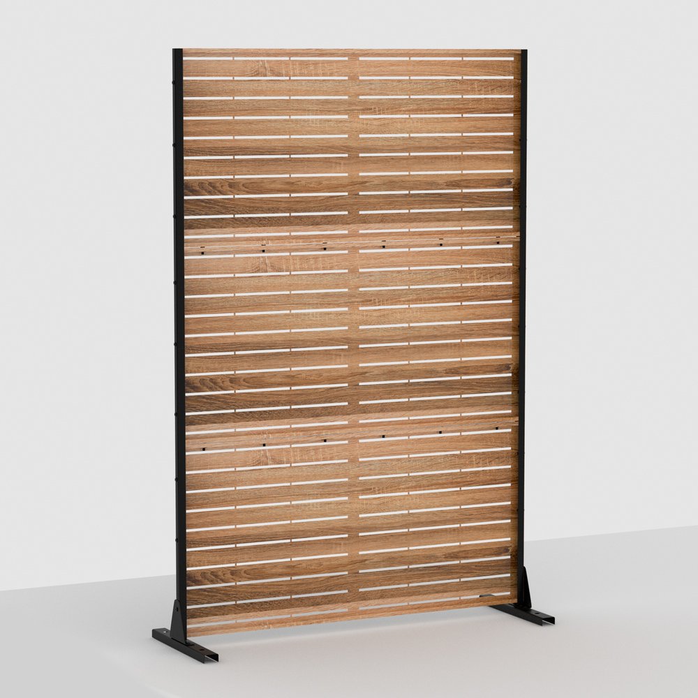 72" Natural Steel Three Panel Screen Room Divider