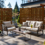 72" Brown Steel Three Panel Screen Room Divider