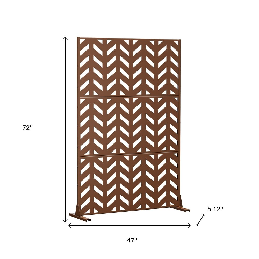 72" Brown Steel Three Panel Screen Room Divider