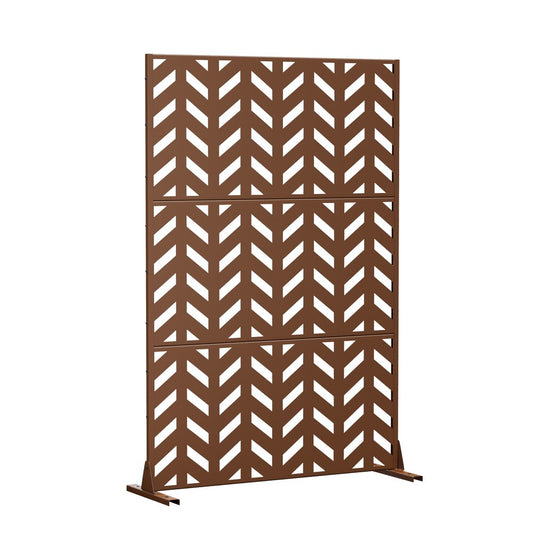 72" Brown Steel Three Panel Screen Room Divider