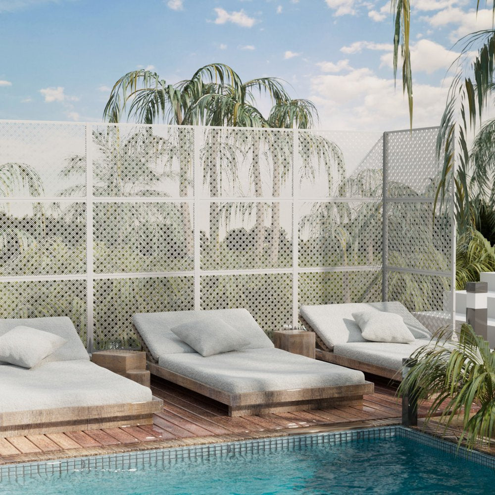 72" White Steel Three Panel Screen Room Divider