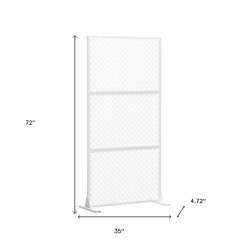 72" White Steel Three Panel Screen Room Divider