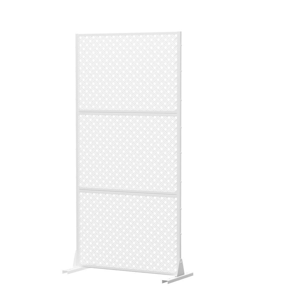 72" White Steel Three Panel Screen Room Divider