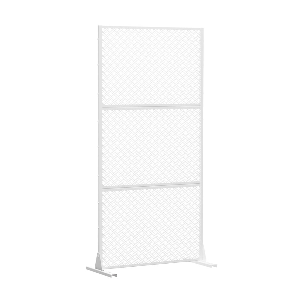72" White Steel Three Panel Screen Room Divider