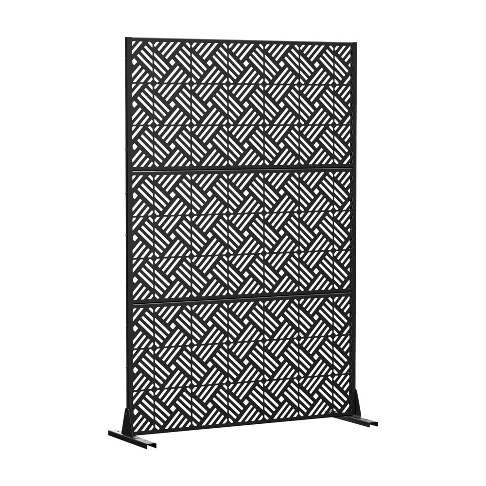 72" Black Steel Three Panel Screen Room Divider