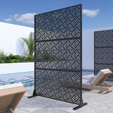 72" Black Steel Three Panel Screen Room Divider