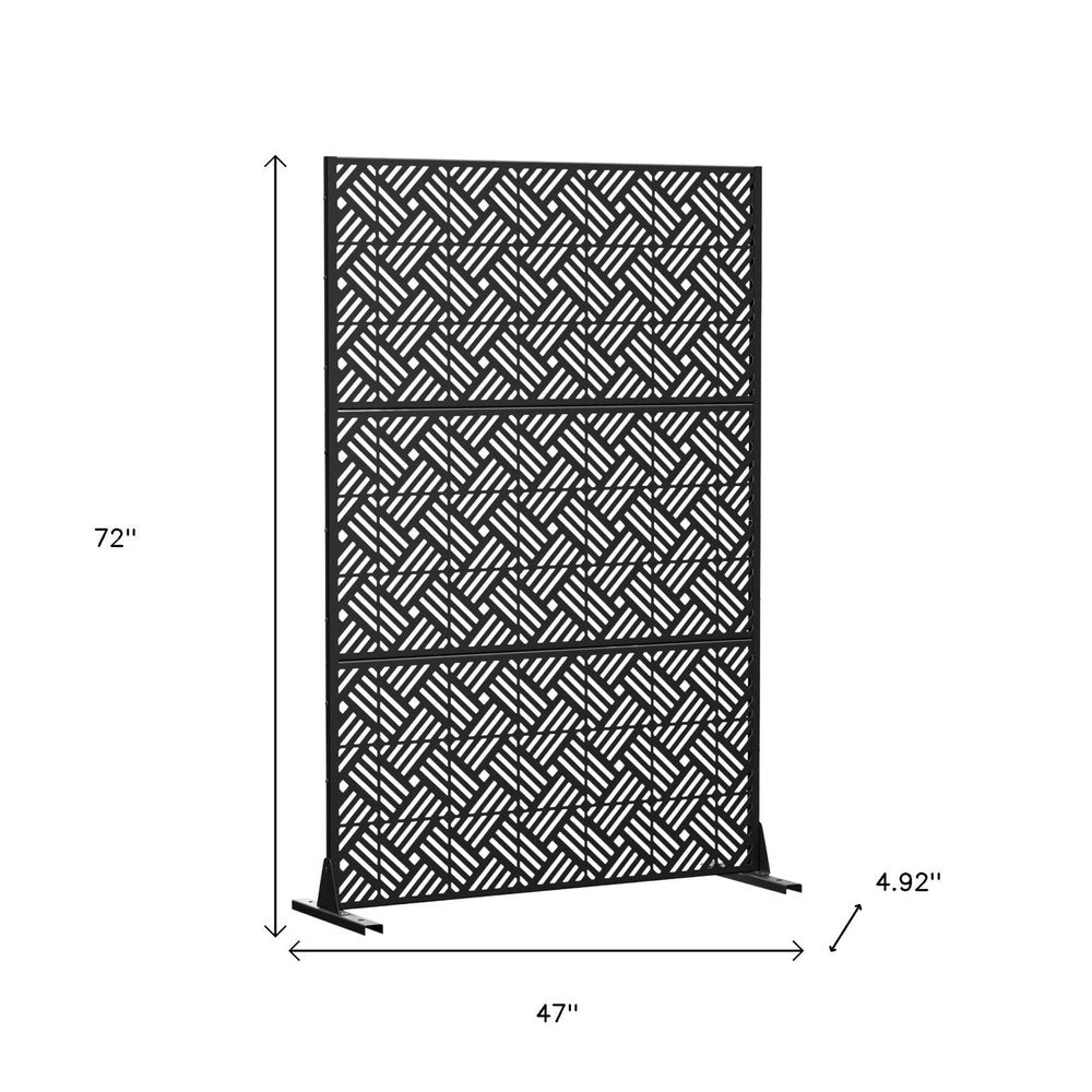 72" Black Steel Three Panel Screen Room Divider