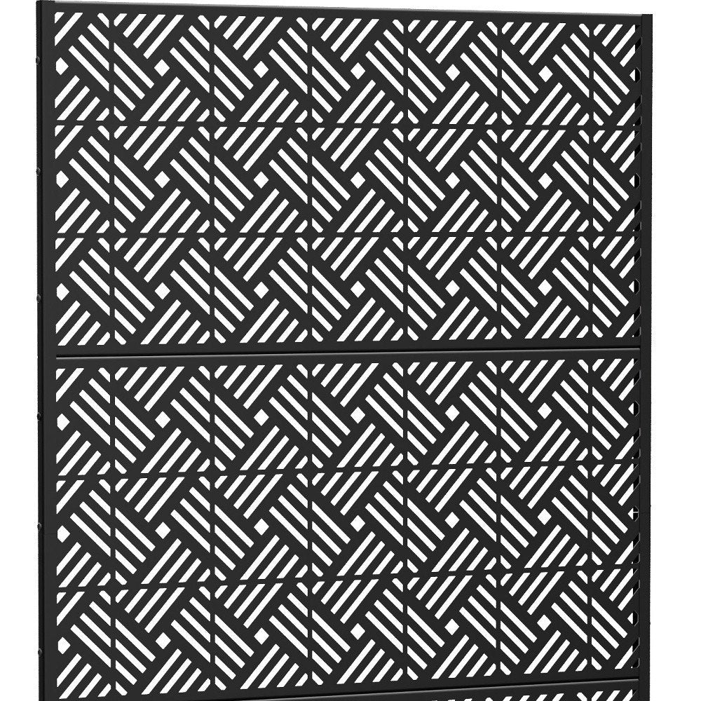 72" Black Steel Three Panel Screen Room Divider