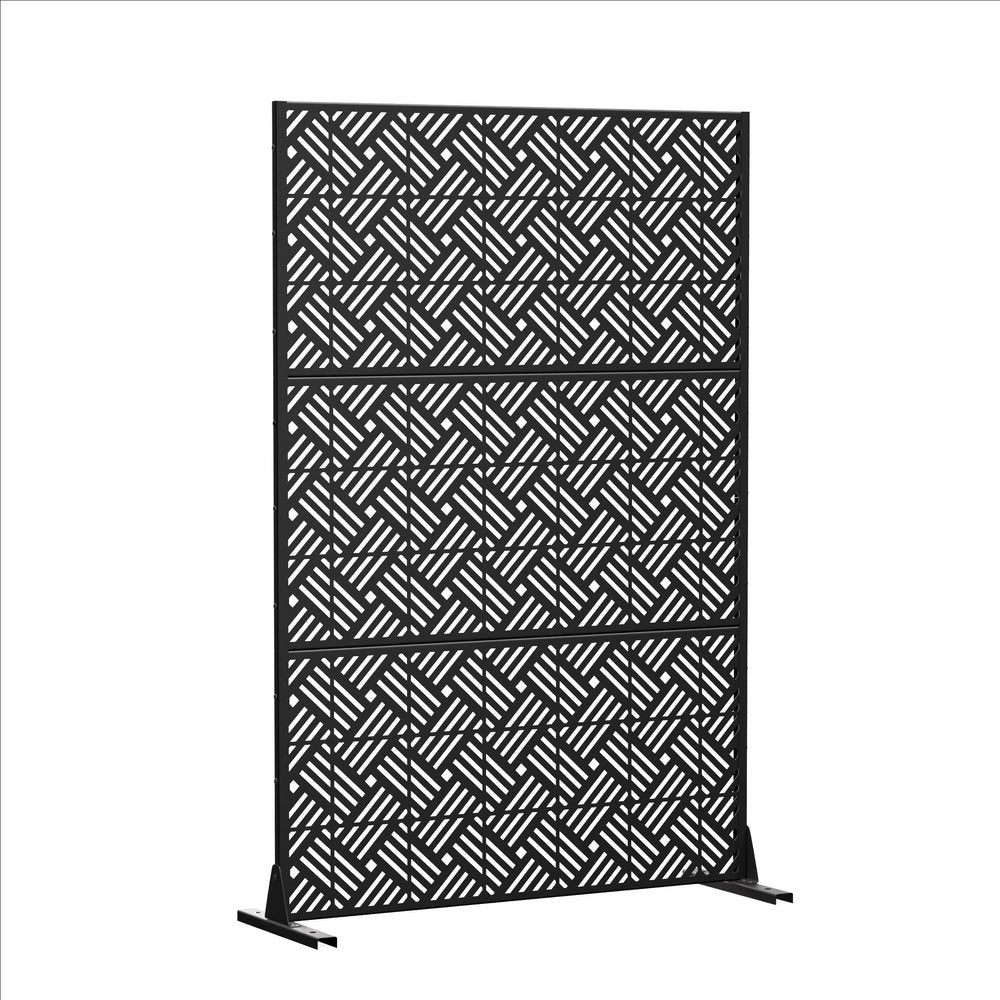 72" Black Steel Three Panel Screen Room Divider