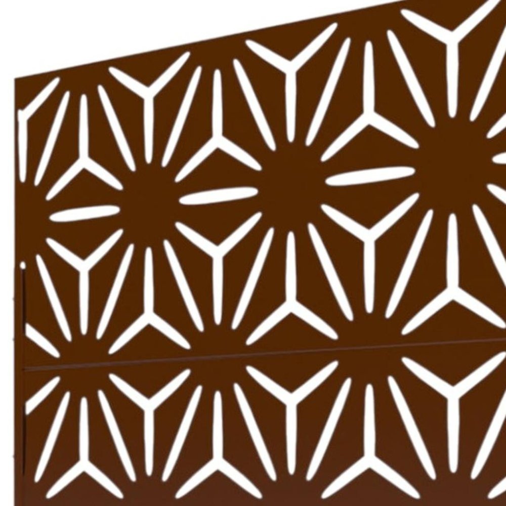 72" Brown Steel Three Panel Screen Room Divider