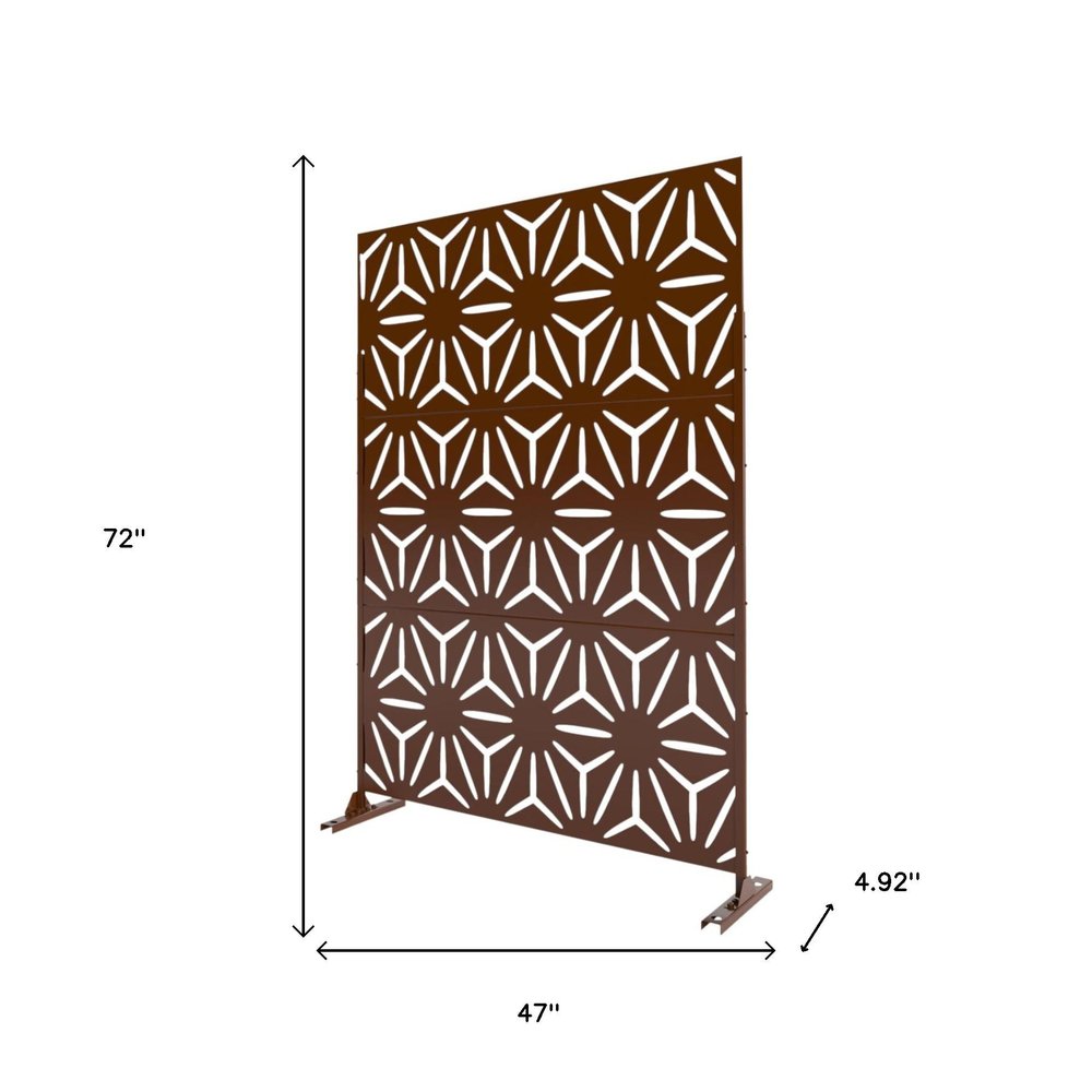 72" Brown Steel Three Panel Screen Room Divider