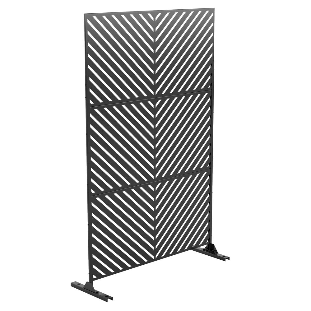74" Black Steel Three Panel Screen Room Divider