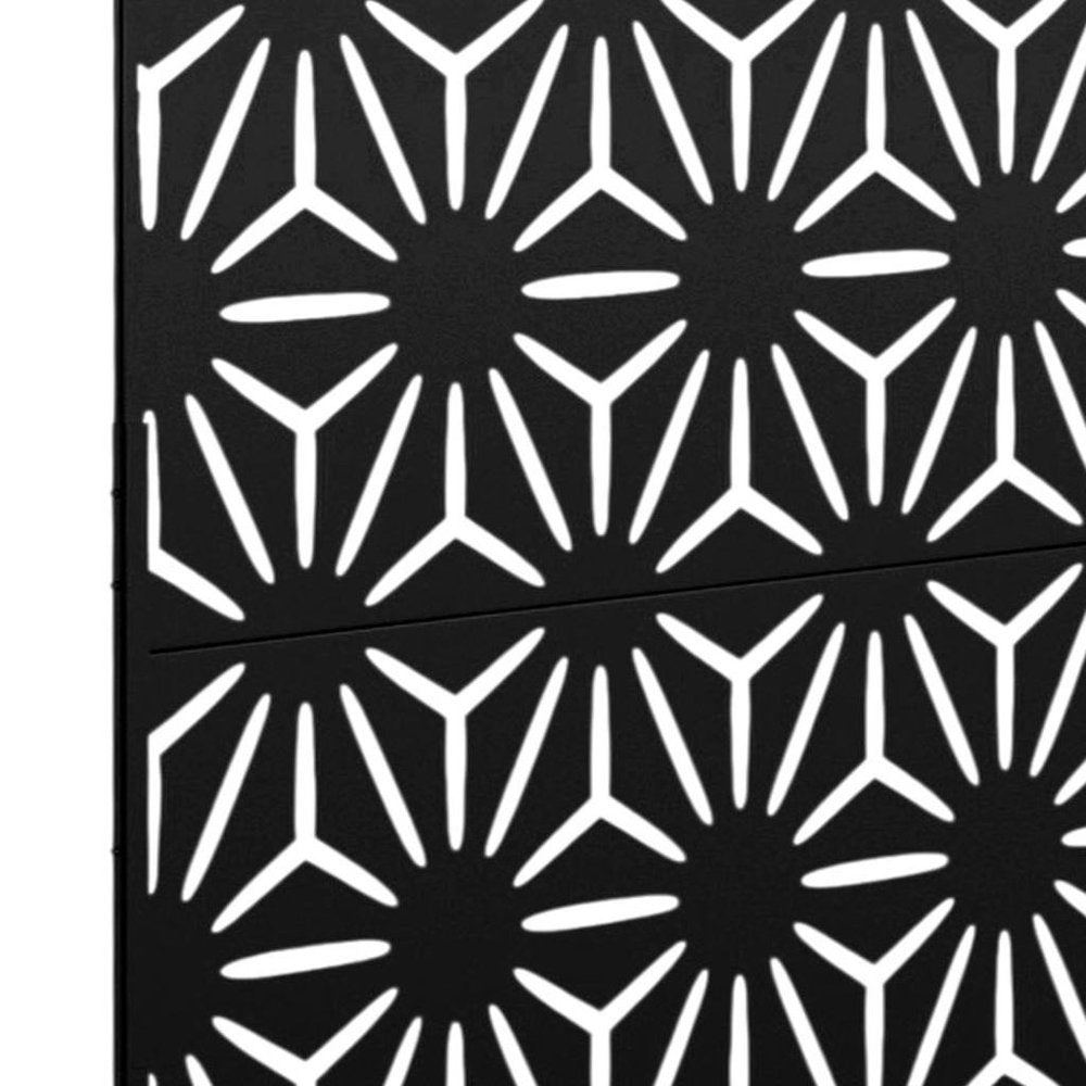 75" Black Steel Three Panel Screen Room Divider