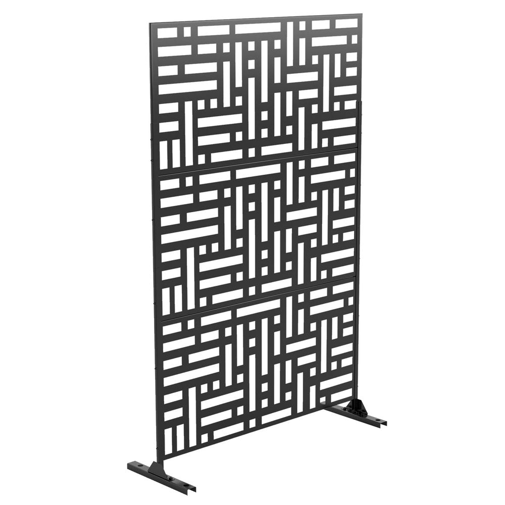 79" Black Steel Three Panel Screen Room Divider