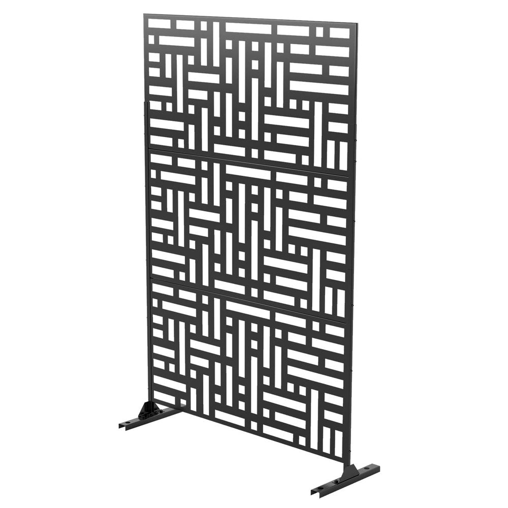 79" Black Steel Three Panel Screen Room Divider