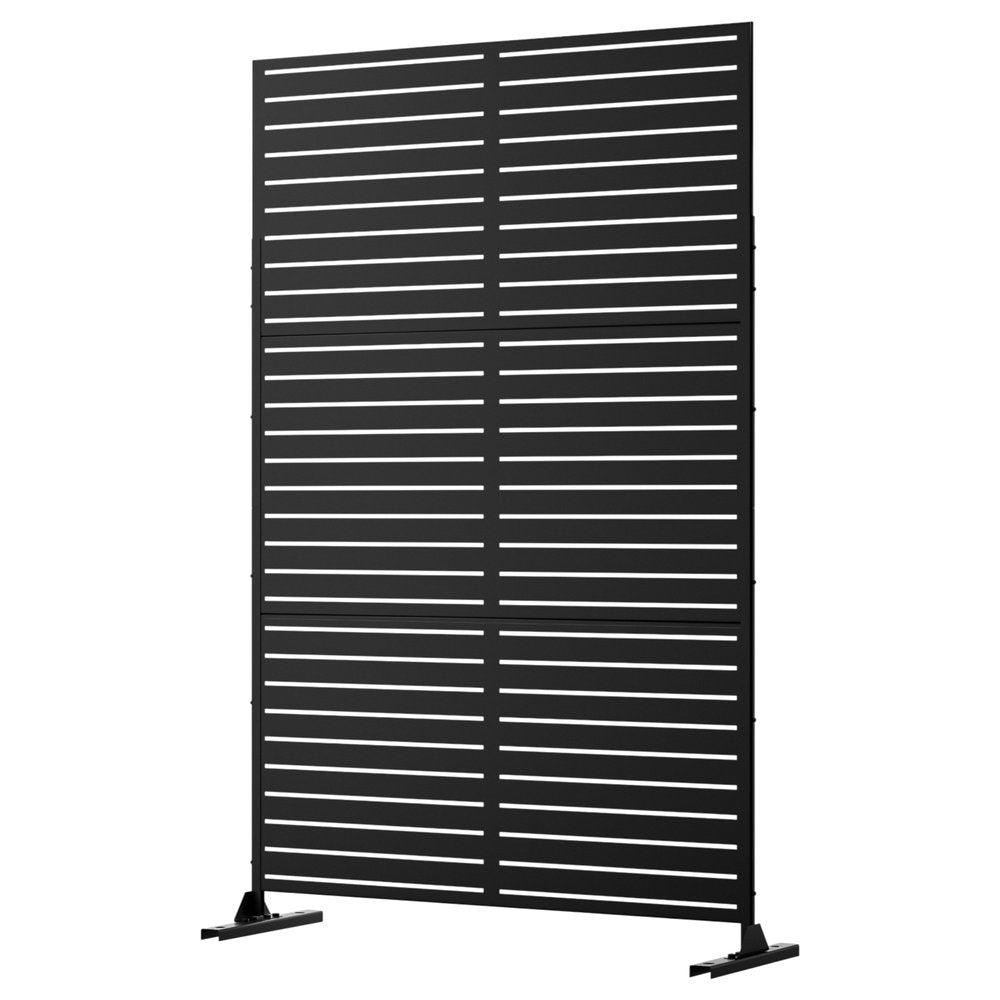 72" Black Steel Three Panel Screen Room Divider