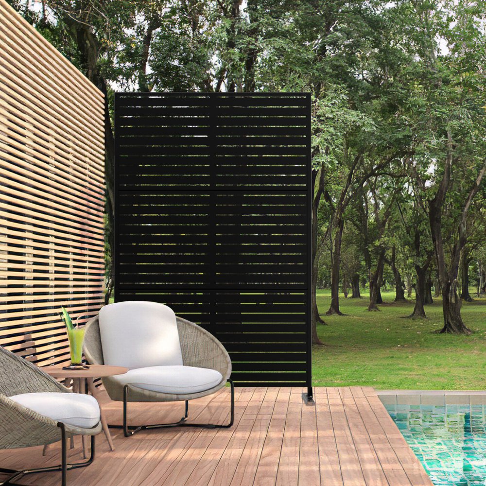 72" Black Steel Three Panel Screen Room Divider