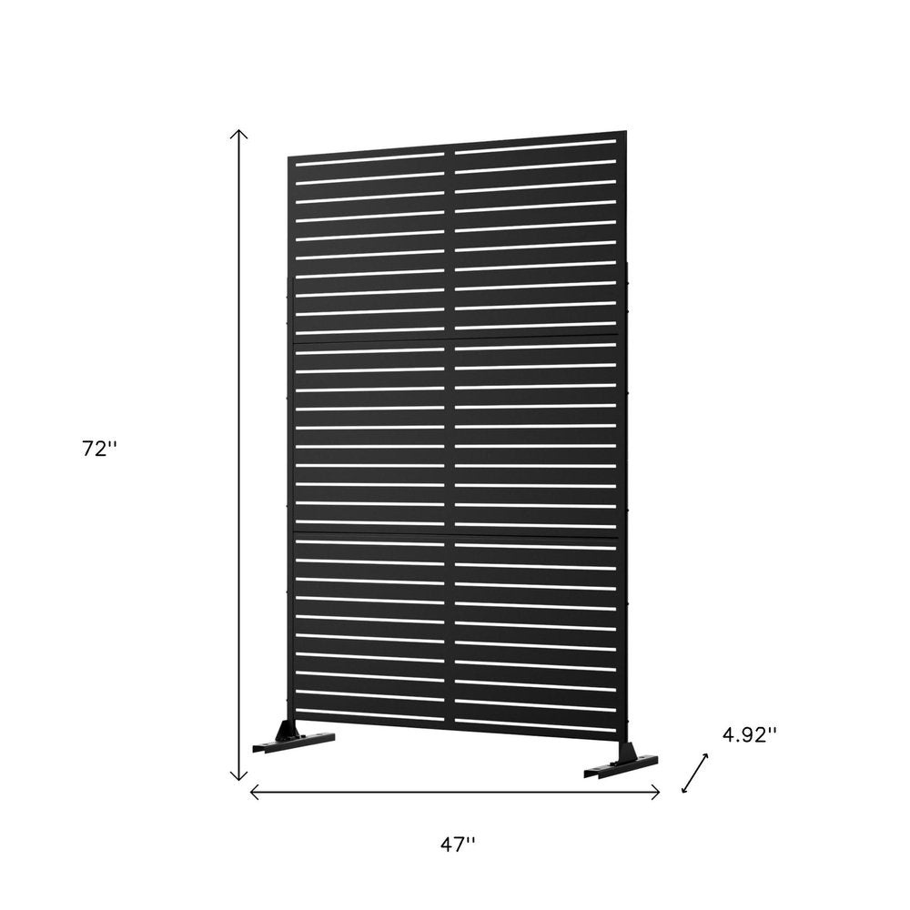 72" Black Steel Three Panel Screen Room Divider