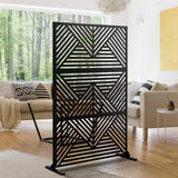 72" Black Steel Three Panel Screen Room Divider