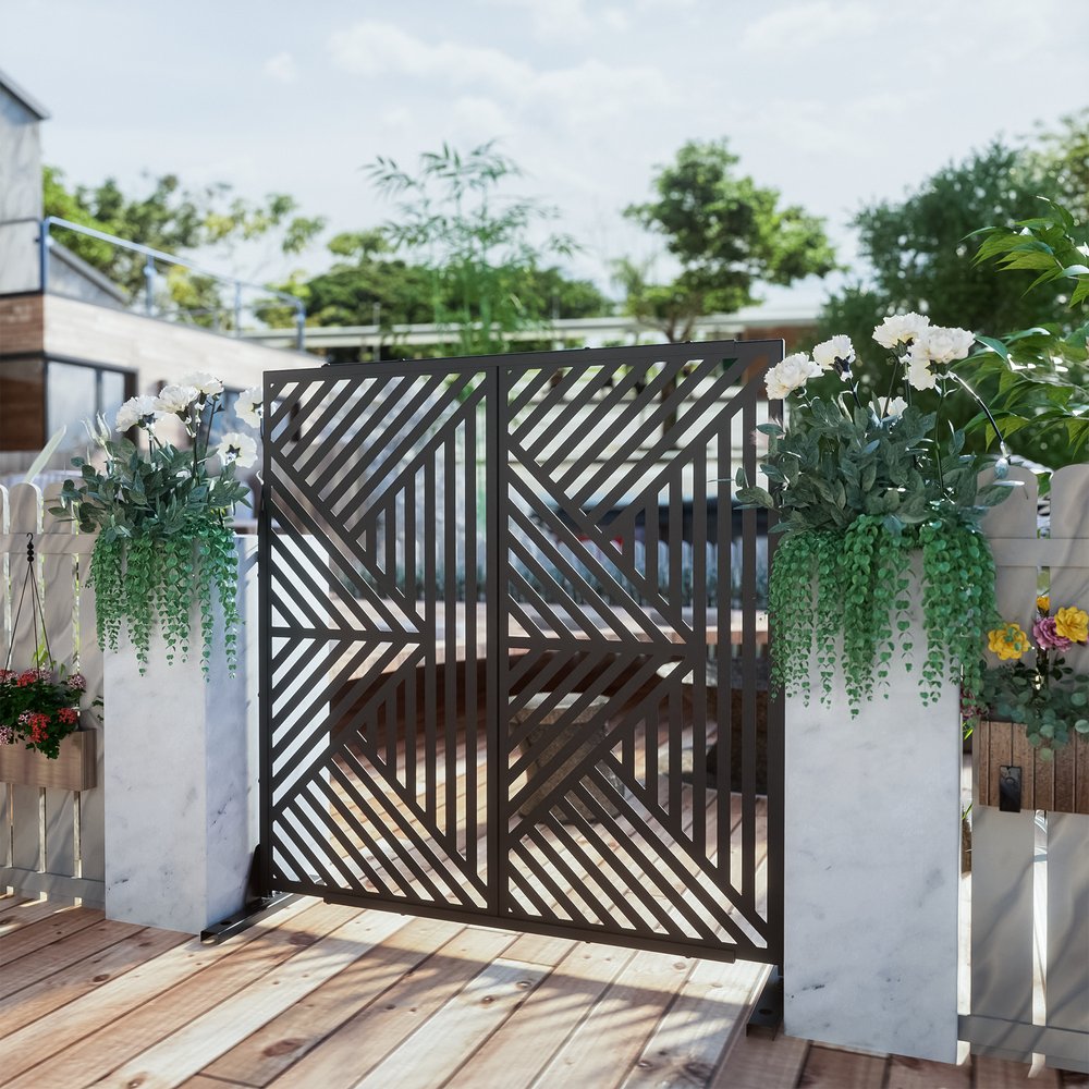 72" Black Steel Three Panel Screen Room Divider