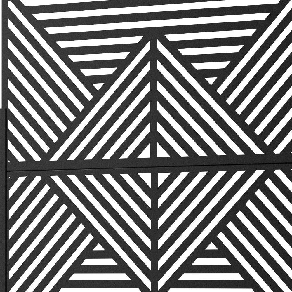 72" Black Steel Three Panel Screen Room Divider