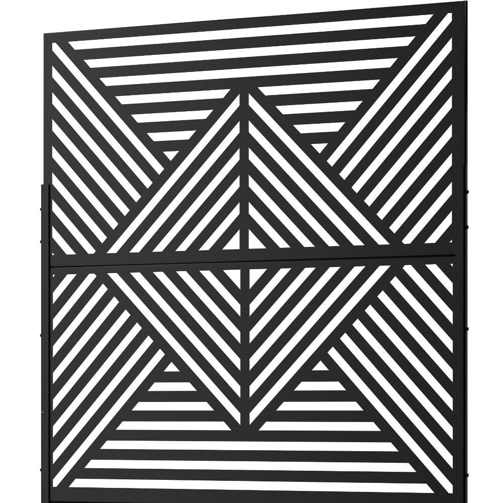 72" Black Steel Three Panel Screen Room Divider