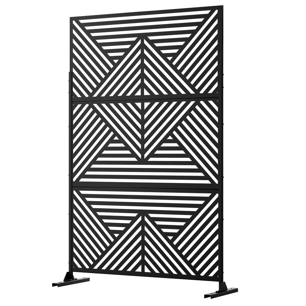 72" Black Steel Three Panel Screen Room Divider