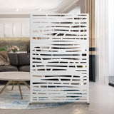 72" White Steel Three Panel Screen Room Divider