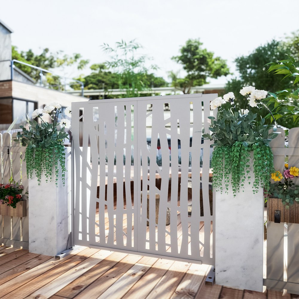 72" White Steel Three Panel Screen Room Divider
