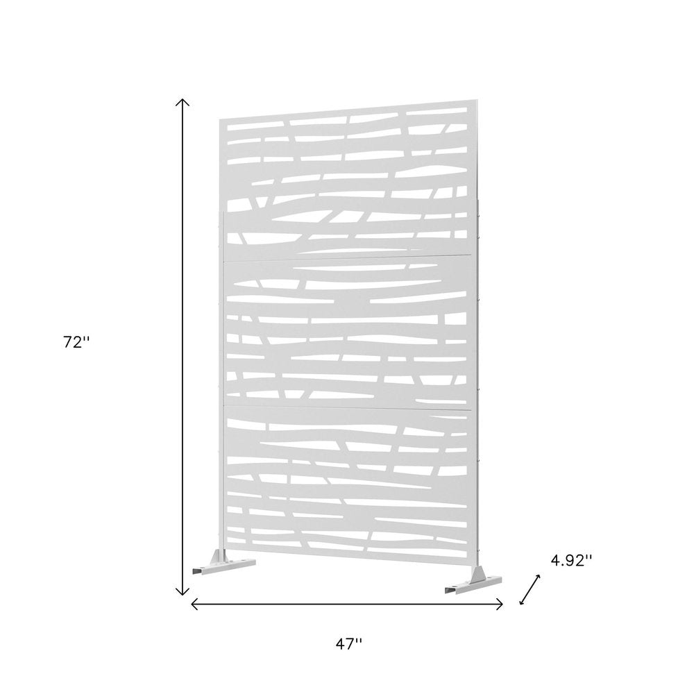 72" White Steel Three Panel Screen Room Divider