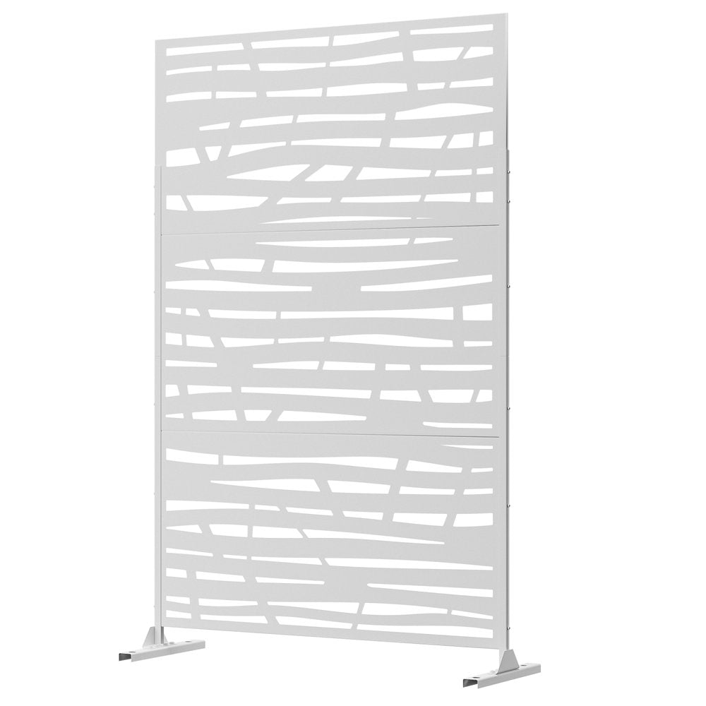 72" White Steel Three Panel Screen Room Divider