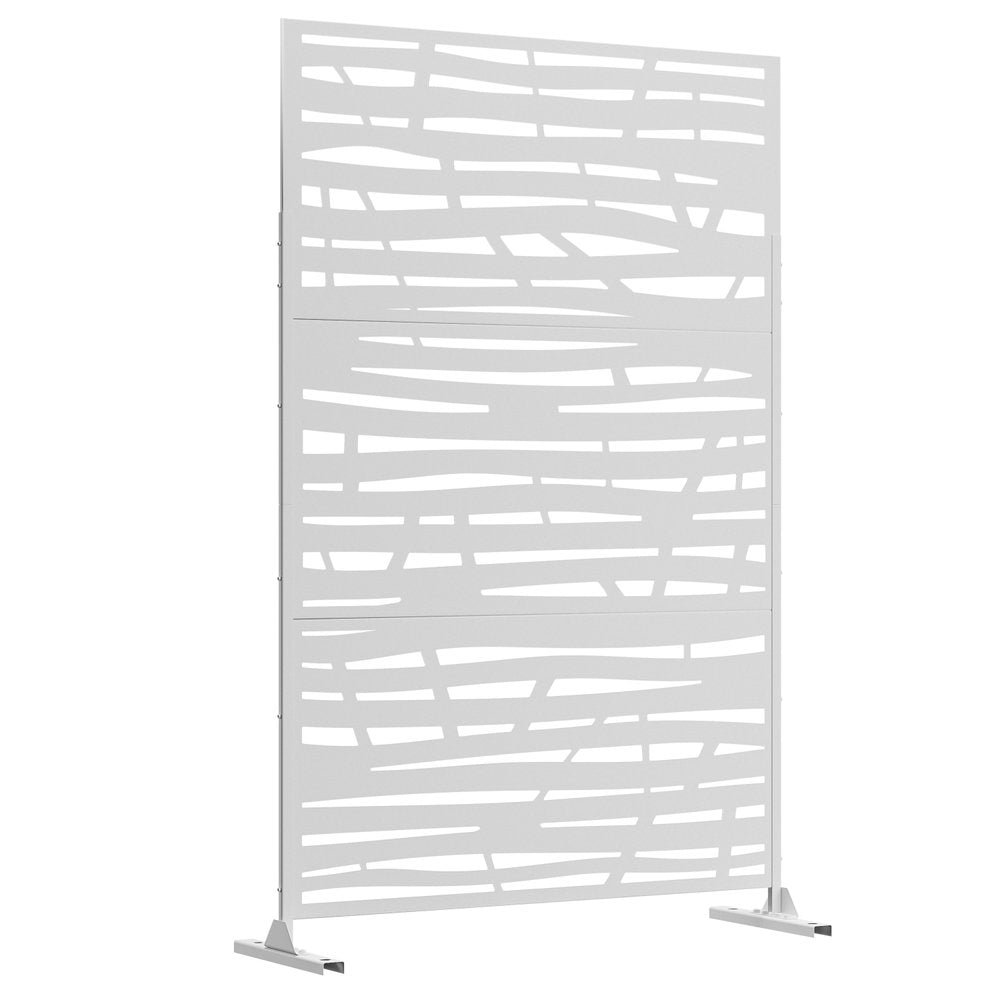 72" White Steel Three Panel Screen Room Divider
