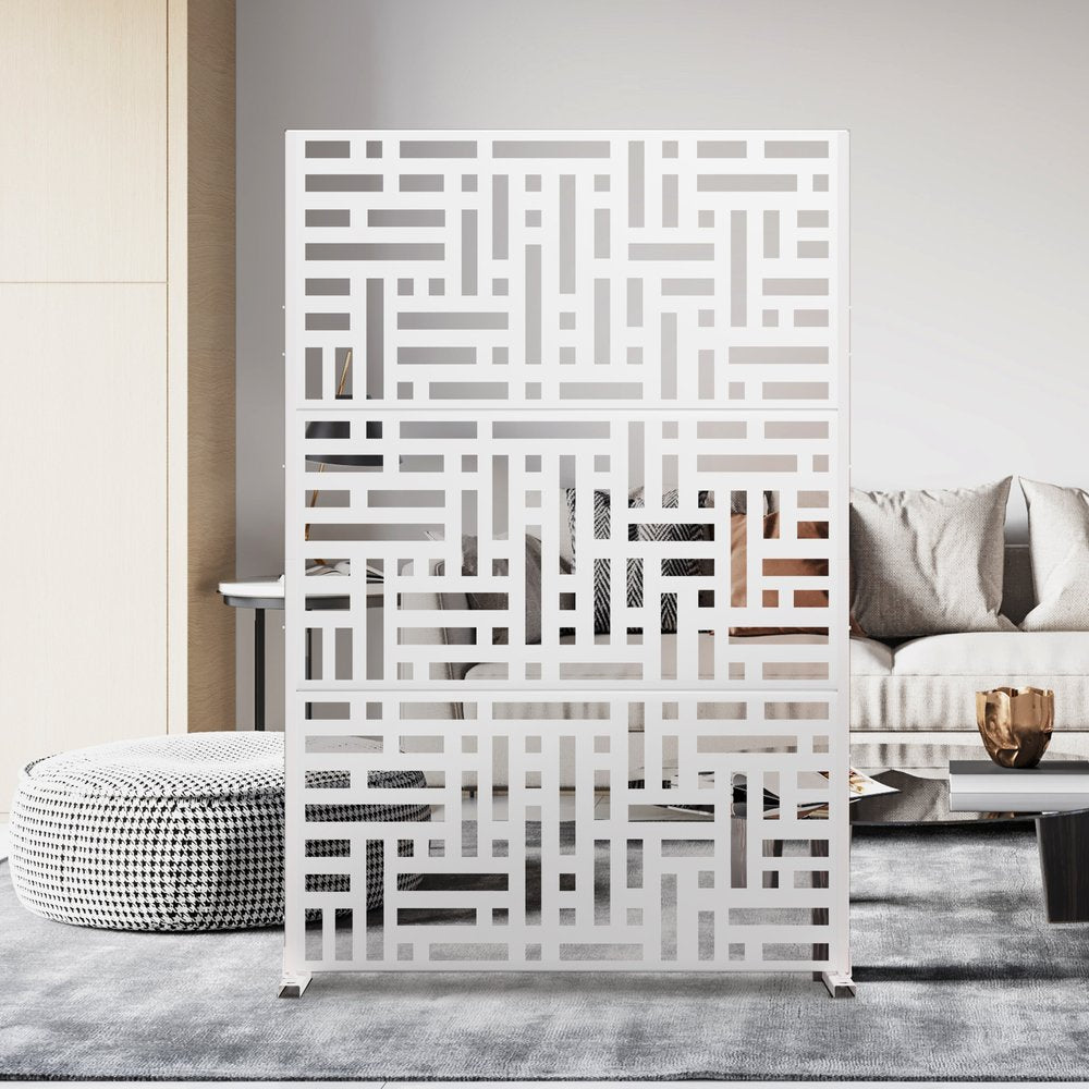 72" White Steel Three Panel Screen Room Divider