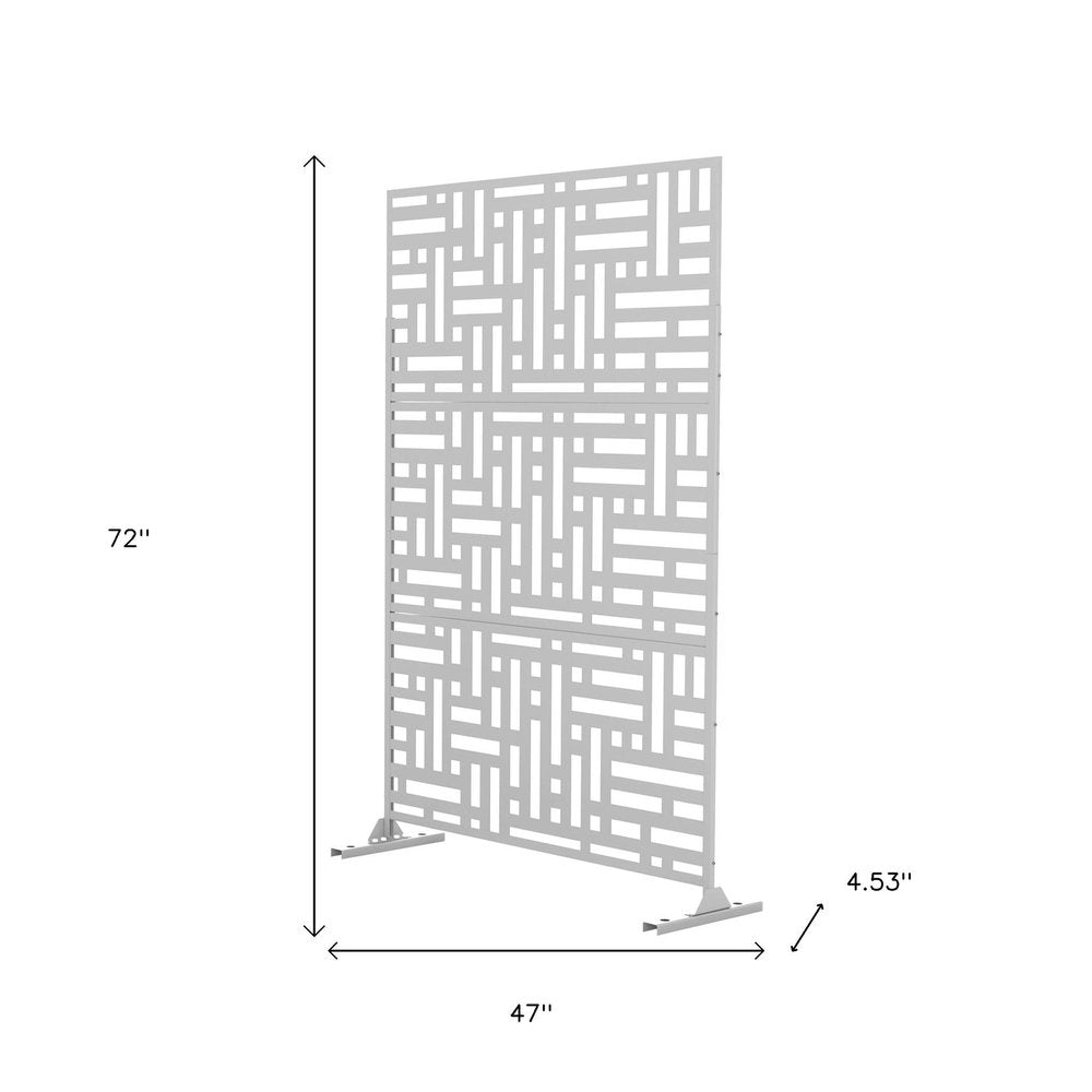 72" White Steel Three Panel Screen Room Divider