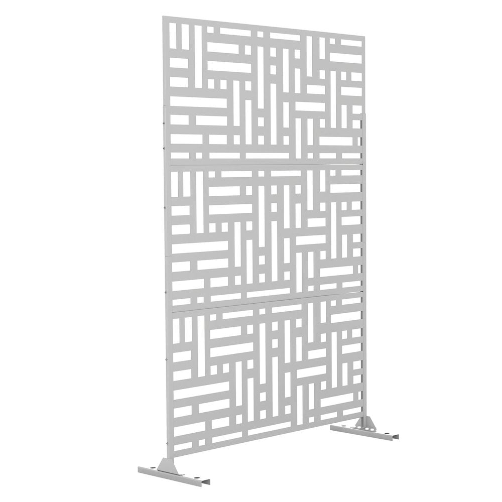 72" White Steel Three Panel Screen Room Divider