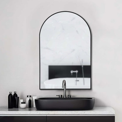 39" Black Arch Metal Framed Bathroom Vanity Mirror